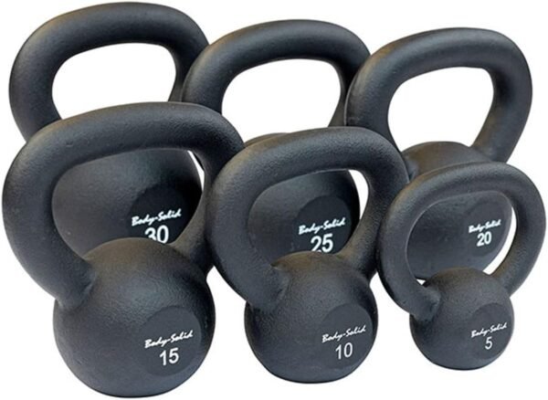 Body-Solid Matte Black Powder Coat Kettlebell with Kettle Grip Handle, Perfect Kettlebells for Weight Training and Core Workout Exercise Equipment - Image 3