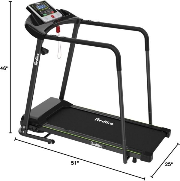 Redliro Walking Treadmill with Long Handrail for Balance, Recovery Fitness Exercise Machine Foldable for Home use with Holder for Phone & Cup,LCD Display, 300 lbs Capacity - Image 10