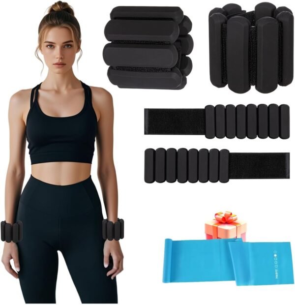 Adjustable Ankle Weights,Wrist Weights for Women & Men,Set of 2 (1Lb Each),Perfect for Walking,Running,Yoga,Pilates,Gym,Barre,Strength Training. Weighted wristbands are designed for home gym workouts - Image 2