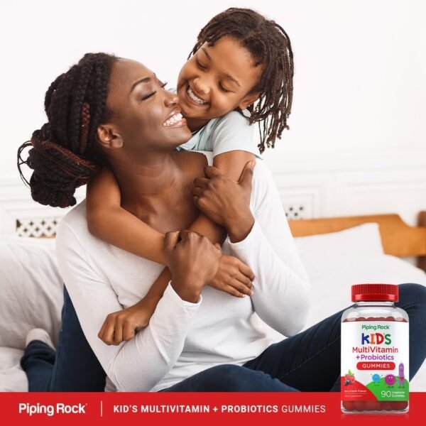 Piping Rock Kids Multivitamin and Probiotic | 90 Gummies | Berry Punch Flavor | Vegetarian, Non-GMO, Gluten Free Childrens Supplement - Image 7