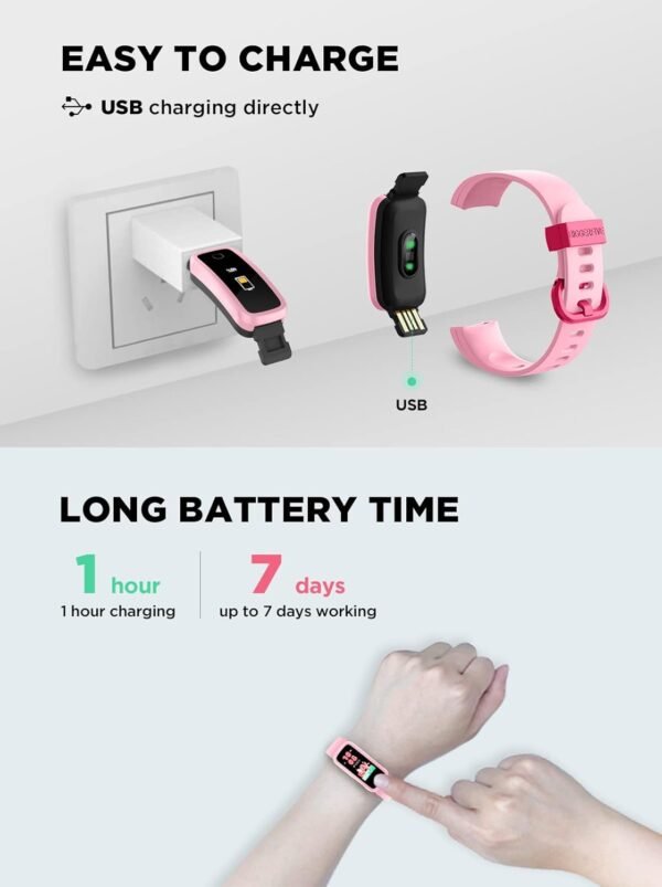BIGGERFIVE Vigor Kids Fitness Tracker for Girls Boys Ages 5-15, Kids Watch with IP68 Waterproof, Pedometer, Kids Activity Tracker with Heart Rate Sleep Monitor, Calorie Step Counter Watch - Image 7