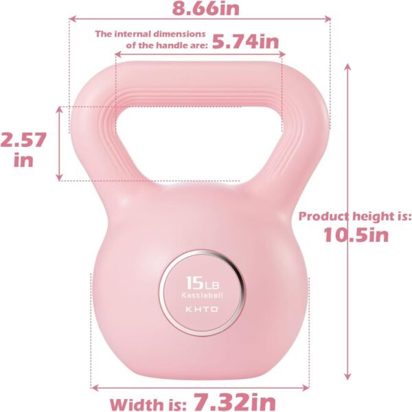 KHTO Kettlebells Fitness Exercise-Pink Strength Training Kettlebell Sets,Dumbbell Weights for Home Gym Equipment - Image 4
