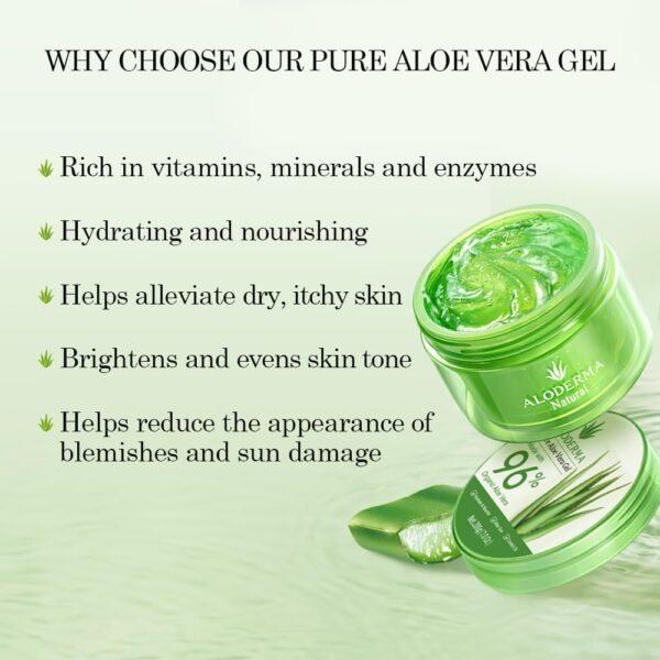 Aloderma Organic Aloe Vera Gel for Face & Body, 96% Pure Aloe Gel Made within 12 Hours of Harvest, Ideal for Skin, Scalp, & Hair Hydration, Calming Moisturizer for Soothing After Sun Care Relief, 7oz - Image 4