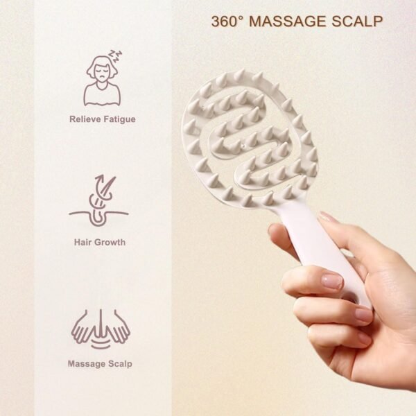 Scalp Massager Shampoo Brush for Hair Silicone Scalp Scrubber with Handle Curved Vented Scalp Scrubber Scalp Care Brush Soft Hair Shampoo Brush for Scalp Exfoliator and Dandruff Removal(White) - Image 7