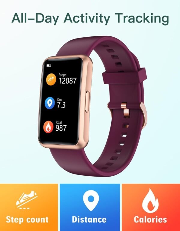 HUAKUA Fitness Tracker No Bluetooth No APP No Phone Needed, Fitness Watch for Men Women Parents IP68 Waterproof with Full Touch Screen Steps Calories Counter Sleep Tracker Alarm Clocks (Purple) - Image 5