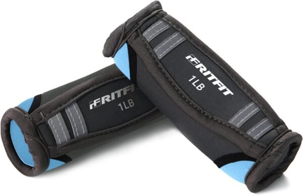 RitFit Soft Neoprene Hand Weights Set - 0.5lb / 0.75lbs / 1lbs / 1.5lbs (1 Pair) Walking Dumbbell for Women & Men with Reflective Straps - Jogging, Running, Physical Therapy, Aerobics - Pink Orange Blue Grey - Image 2