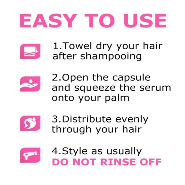 Hair Treatment Oil For Damaged Hair, Hair Treatment Serum For Frizzy & Dry Hair, Hair Vitamin Oil Capsules with Argan, Avocado, Moroccan Oil, Anti Frizz Leave in Conditioner with Vitamin A, C, E & B5 - Image 9