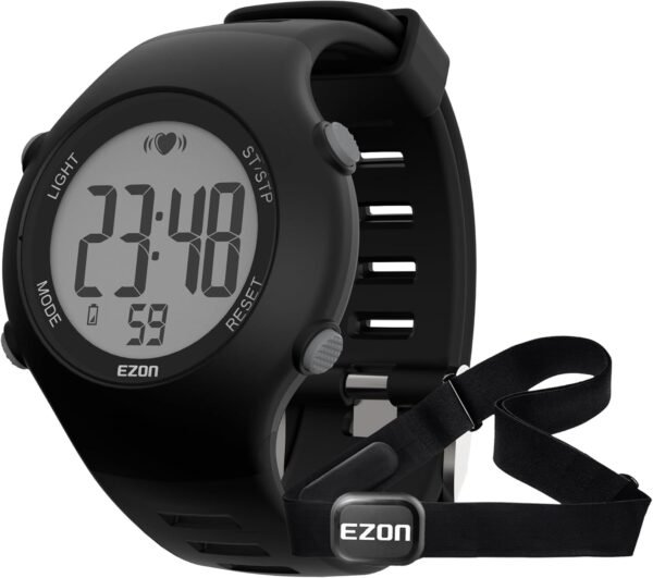 EZON Heart Rate Monitor Chest Strap and Digital Watch,5ATM Waterproof Fitness Tracker with HRM, Stopwatch and Hourly Chime - Ideal Fitness Presents for Men and Women - Image 2
