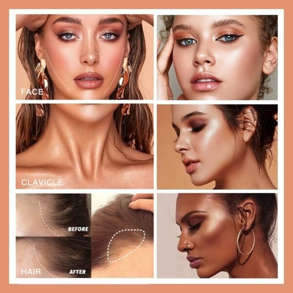 URQT Highly Pigmented Liquid Contour - Built-in Sponge Tip Sculpted Complexion Wand Contour Long Lasting Natural Buildable Highlighters Contour Contouring Bronzer (Contour+Blush+Highlighter) - Image 7