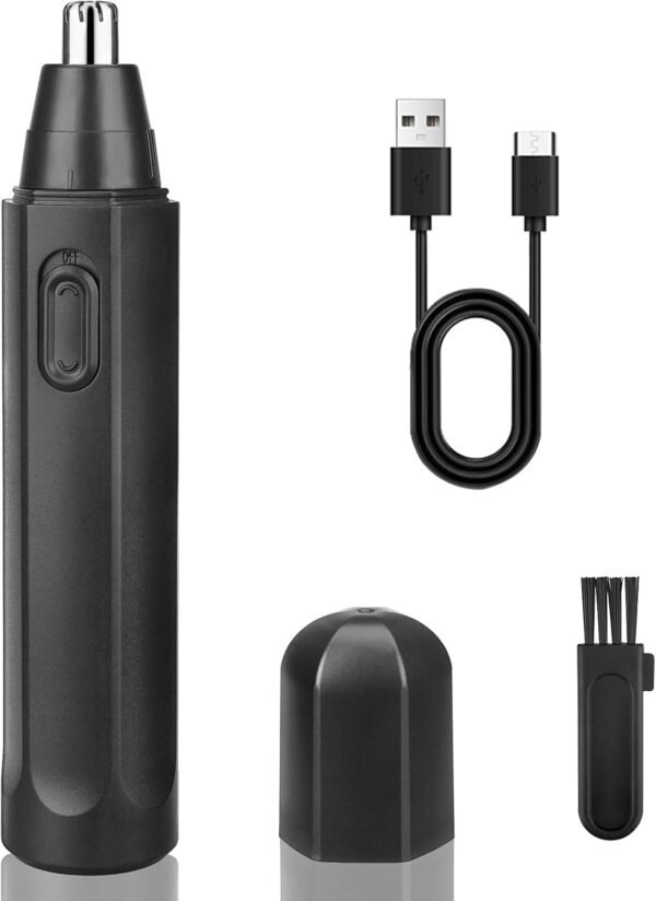 Nose Hair Trimmer for Men Women, USB Rechargeable Electric Ear Nose Hair Trimmer Clipper, Professional IPX7 Waterproof Dual Edge Blades for Easy Cleaning (Black) - Image 2