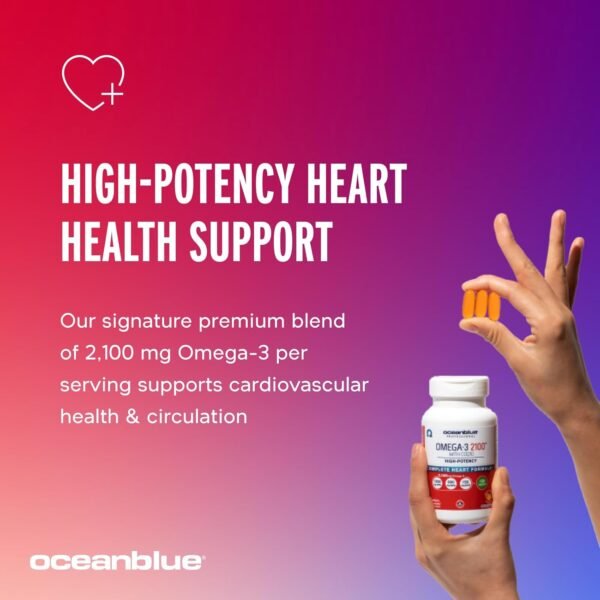 Oceanblue Professional Omega-3 2100 with CoQ10 – 90 ct – Triple Strength Fish Oil Supplement with High-Potency EPA and DHA, and CoQ10 – Orange Flavor (30 Servings) - Image 5