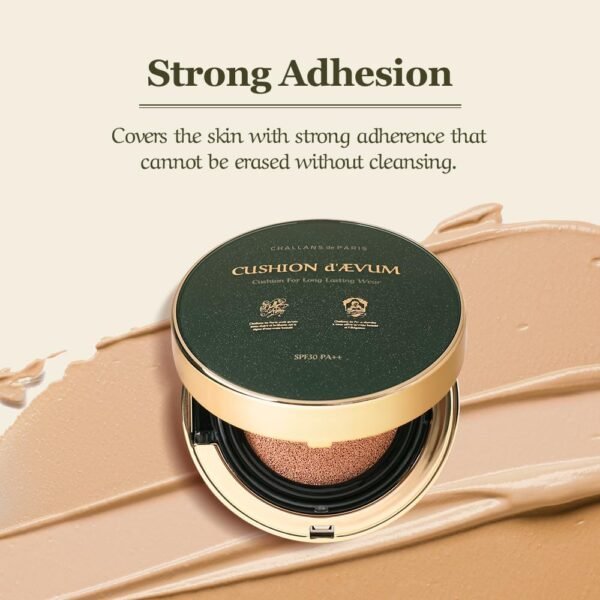 [CHALLANS de PARIS] CUSHION aevum Cream Foundation, Flawless Coverage of Skin Imperfections and Uneven Skin Tone, Long-Lasting Wear, Suitable for All Skin Types and Tones (21 Bright Ivory) - Image 5
