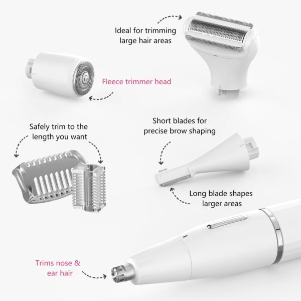 OWill Ear Nose Hair Trimmer for Men/Women 4in1 Flawless Eyebrow Facial Hair Remover Trimmer, Stainless Steel Blades, Type-C Charge, Waterproof, Suitable for Underarms Private Parts Moustache etc White - Image 6