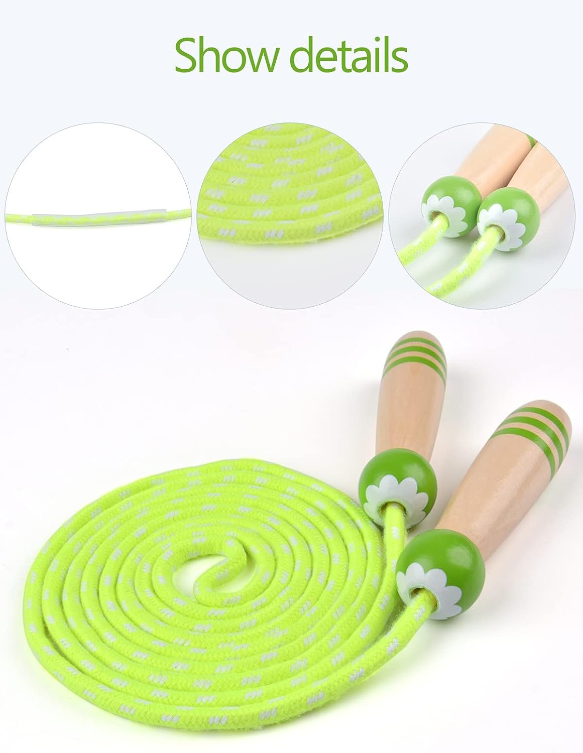 Jump Rope for Kids Adjustable, Lorvain Kid Jump Ropes for Girls Boys Skipping Rope for Kids with Wooden Handle Cotton Braided Outdoor Fun Activity for Exercise Fitness Children Students Preschooler - Image 6