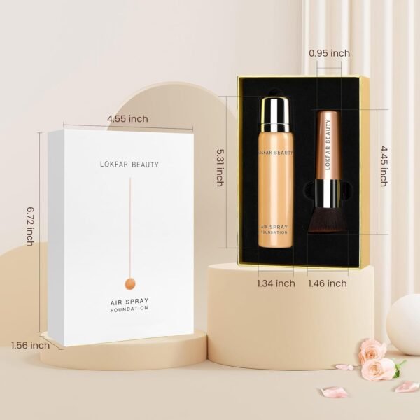 Warm Peach Airbrush Foundation Set with Soft Makeup Brush, Lightweight, Long Lasting, Oil Control, Full Coverage for All Skin Types, 03# - Image 8