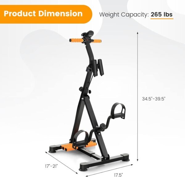 GYMAX Pedal Exercise Bike for Seniors, Hand Arm Leg and Knee Fitness Machine with Massage, LCD Monitor, Adjustable Height and Length for Total Body, Home Exercise Equipment for Elderly - Image 7
