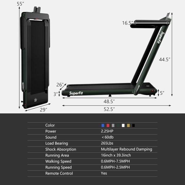 Goplus 1100W Folding Treadmill Electric Motorized Power Fitness Running Machine w/Support - Image 10