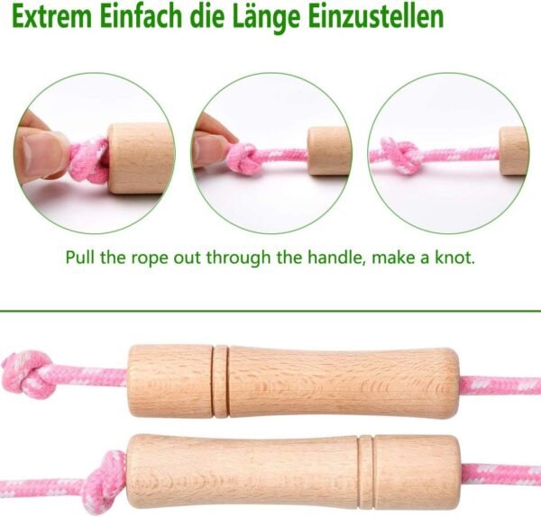 Cotton Jump Rope for Kids - Wooden Handle - Adjustable Cotton Braided Fitness Skipping Rope - Outdoor Fun Activity, Great Party Favor, Exercise Activity, Pack of 2 - Image 6