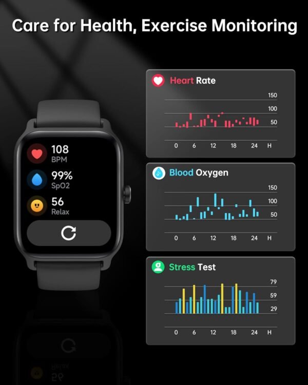 Smart Watch for Men Women (Answer/Make Call), 1.8" Touch Screen Activity Trackers for Android iPhone Compatible with Alexa Built in, Fitness Heart Rate Blood Oxygen Sleep Monitor, IP68 Waterproof - Image 4