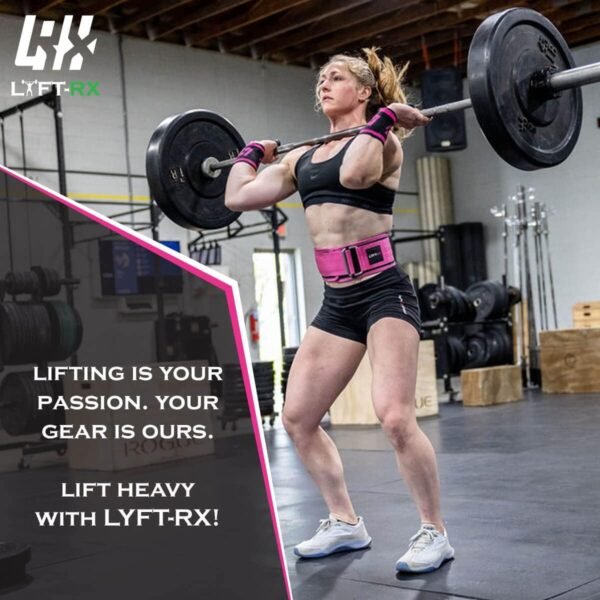 Weightlifting Belt for Squats, Deadlift, Powerlifting, Olympic Weight Lift, Cross Train, Gym, Workout, 4-inch Wide Fit Nylon Belt, Men/Women, in Black, Pink, or OD Green - Image 7