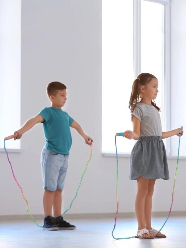 Jump Rope for Kids Adjustable, Lorvain Kid Jump Ropes for Girls Boys Skipping Rope for Kids with Wooden Handle Cotton Braided Outdoor Fun Activity for Exercise Fitness Children Students Preschooler - Image 8
