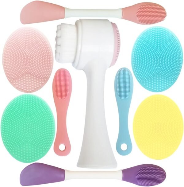 9-in-1 Face Scrubber Face Cleaning Brushes Super Soft Silicone Face Cleanser Brush and Facial Cleansing Massager Brush Face Cleansing Brush Set - Image 2