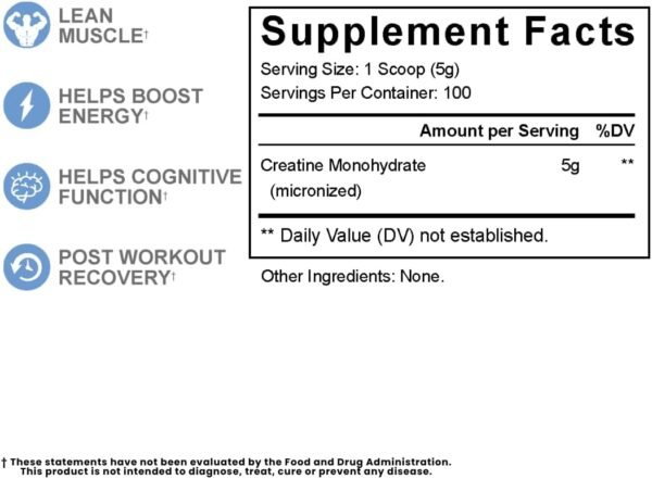Revival Premium Micronized Creatine Monohydrate - HPLC Tested 100% Pure Grade - 500g (100 Servings) - Supports Lean Muscle Growth - Maximum Absorption - Unflavored - Made in USA & 3rd Party Lab Tested - Image 3