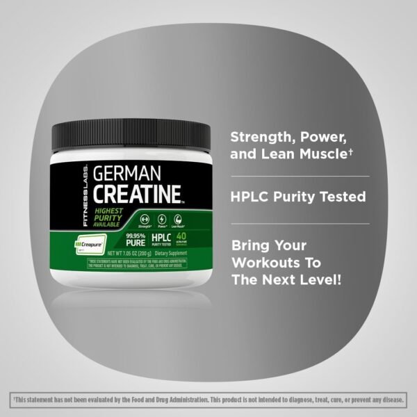 Fitness Labs German Creatine Powder | 7.05 oz | 39 Servings | Creapure | Monohydrate Powder | Non-GMO, Gluten Free Supplement - Image 5