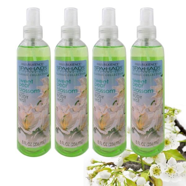 4 Women's Sweet Pear Blossom Spray Mist Body Splash Perfume Bath Fragrance 8oz Womens Fine Fragrance Aroma Floral Scents Aloe Vera Deodorizing Moisturizing Hydrating Skin Odor Eliminator Neutralizing - Image 5