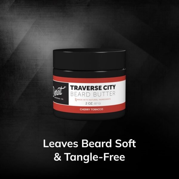 Detroit Grooming Co. Men's Beard Butter - Soften, Thicken, Hydrate, and Rejuvenate Your Beard with Safflower Oil and Shea Butter- Beard Care - Styling Essentials - 2oz (Cherry & Tobacco) - Image 4