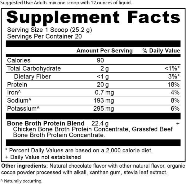 Ancient Nutrition Protein Powder Made from Real Bone Broth, Chocolate, 20g Protein Per Serving, 20 Serving Tub, Gluten Free Hydrolyzed Collagen Peptides Supplement, Great in Protein Shakes - Image 3