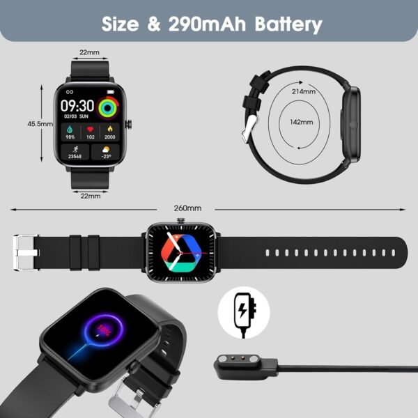 Smart Watch for Android iPhone-Call Receive/Dial/Read Message/AI Control-1.83" HD Screen-IP67 Waterproof Fitness Smartwatch-Blood Pressure/Heart Rate/SpO2/Sleep Monitor-Sport Tracker for Women Men - Image 3