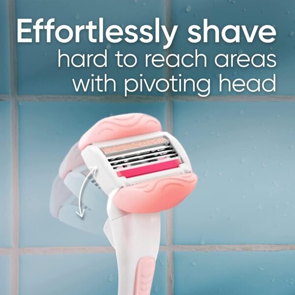 Gillette Venus ComfortGlide White Tea Women's Razor, Pivoting Head, Gel Bar, No Shave Cream Required, 3 Bladed for Smooth Shave, 1 Handle + 4 Blade Refills - Image 4