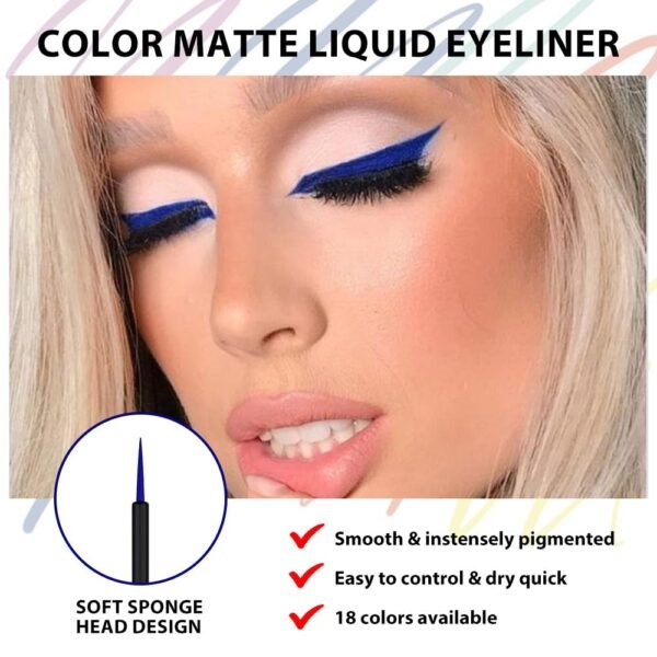 evpct 1Pcs Dark Blue Liquid Eyeliner Waterproof Dark Blue Eye Liners for Women, Eyes Wing Eyeliner Stamps Shapes Colored Eyeliner delineador de ojos a prueba de agua contra el agua blanco para ojos - Image 3