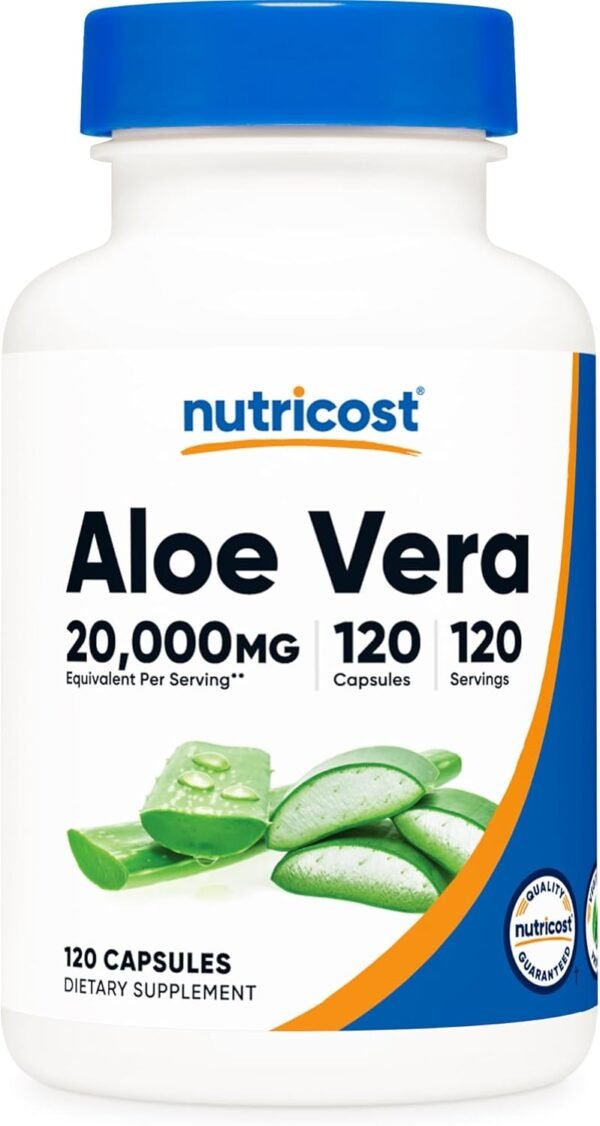 Nutricost Aloe Vera 20,000mg, 120 Capsules - Gluten Free, Non-GMO, Vegetarian Friendly (100mg of 200:1 Extract) - Image 2