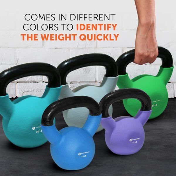 GYMENIST Kettlebell Fitness Iron Weights with Neoprene Coating Around The Bottom Half of The Metal Kettle Bell - Image 4