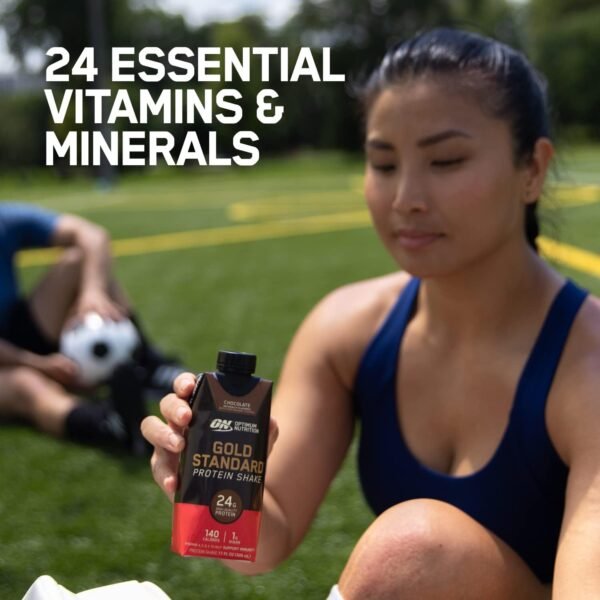 Optimum Nutrition Gold Standard Protein Shake, 24g Protein, Ready to Drink Protein Drinks, Chocolate, 11 Fl Oz, 12 Count (Pack of 1) (Packaging May Vary) - Image 8