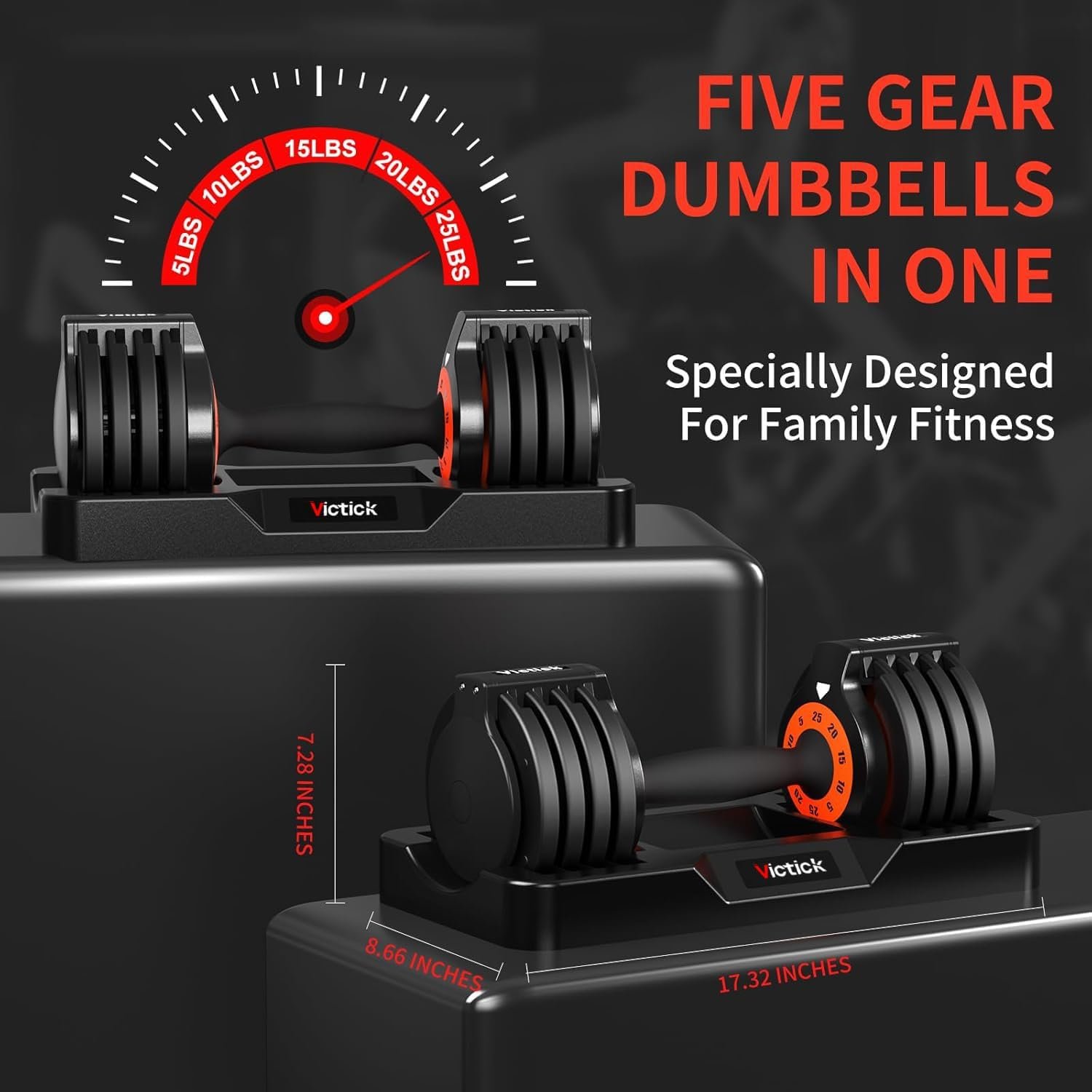 Adjustable Dumbbell Set 25LB Pair, Home Gym Weights with Non-Slip Handle, 5 in 1 Adjustable Dumbbells for Exercise and Full Body Strength Training - Image 3