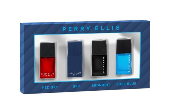 Perry Ellis Men's Mini Coffret Gift Set - Red Sky, Sky, Midnight, Pure Blue - 4-pack of .25 fl oz EDT mini travel sprays - Image 2