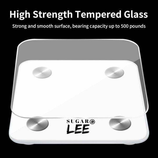 SugarLee Smart Body Fat Scale, Digital Bathroom Scale for Body Weight, Smart Scale with Precise and Clear Large LCD Display, 6mm Tempered Glass, 500 LBS - Image 5