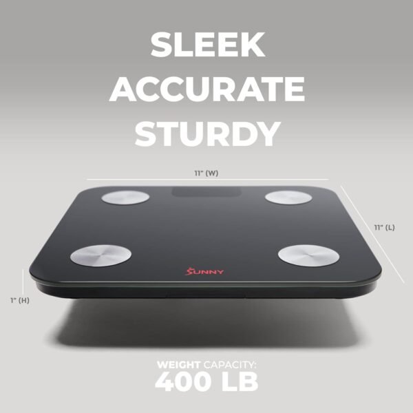 Sunny Health & Fitness 20 Metric Advanced Body Fat Composition BMI Scale with Health Tracker & Analyzer App - Smart Bathroom Scale for Body Weight, Metabolic Age, BMR, Fat Mass and More – SF-WS022063 - Image 7