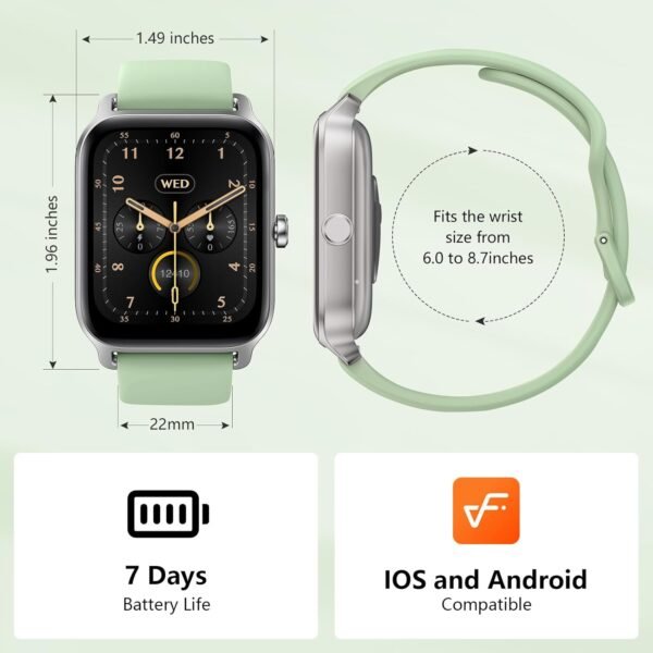 Smart Watch for Women Men, Smartwatch 1.8'' Alexa Built-in Fitness Tracker IP68 Waterproof Watch for Women Compatible for Android & iOS with Bluetooth Calls, IP68 Heart Rate/Sleep/SpO2 Monitor, 110+ - Image 7