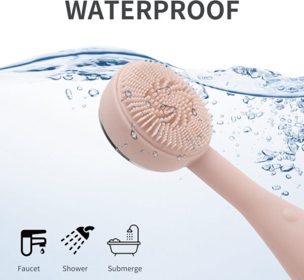 Facial Cleansing Brush,Silicone Face Scrubber Exfoliator for Women Men,Waterproof Sonic Vibrating Face Brush Cleanser for Deep Cleansing,Gentle Exfoliating and Massaging-Pink - Image 7