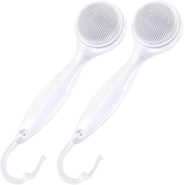 2 Pack Silicone Manual Facial Cleansing Brush, Skin Friendly Waterproof Face Cleaning Scrubber Exfoliator Cleanser for Blackheads Whiteheads Makeup Residues Removal- White - Image 2