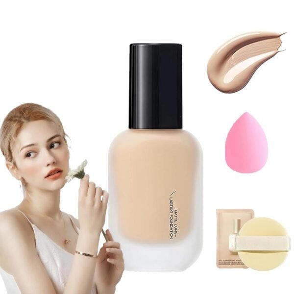 Updo Foundation, Uodo Concealer Foundation, Uodo Liquid Foundation, Updo Moisturizing Light Foundation, Uodo Matte Long Lasting Foundation, Waterproof and Sweatproof (Matte Natural, 30 ml) - Image 2
