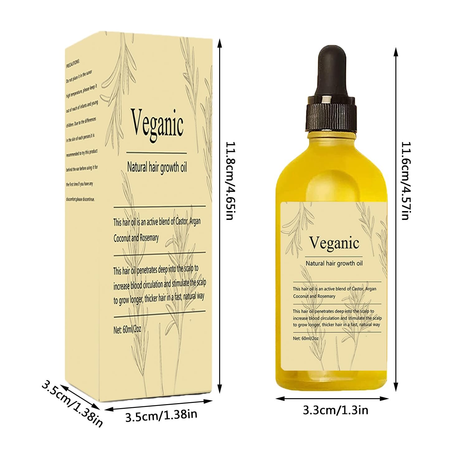 Veganic Natural Hair Growth Oil, 2 PCS Veganic hair growth oil Rosemary Oil for Hair Growth Organic,Vegan Hair Oil for Dry Damaged Hair and Growth - Image 7