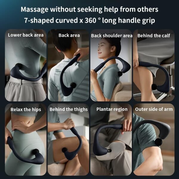 Massage Gun Deep Tissue with Long Handle for The Full Body,Pain Relief, Percussion Back Massager with 5 Massage Heads,Relax Gift for Mom, Dad, Wife, Husband,Friends (Black) - Image 7
