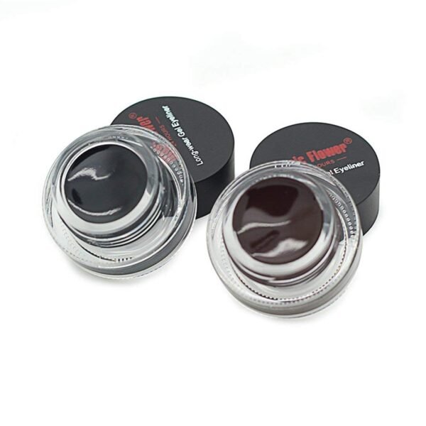 2 in 1 Black and Brown Gel Eyeliner Set Water Proof Smudge Proof, Last for All Day Long, Work Great with Eyebrow, 2 Pieces Eye Makeup Brushes Included - Image 6