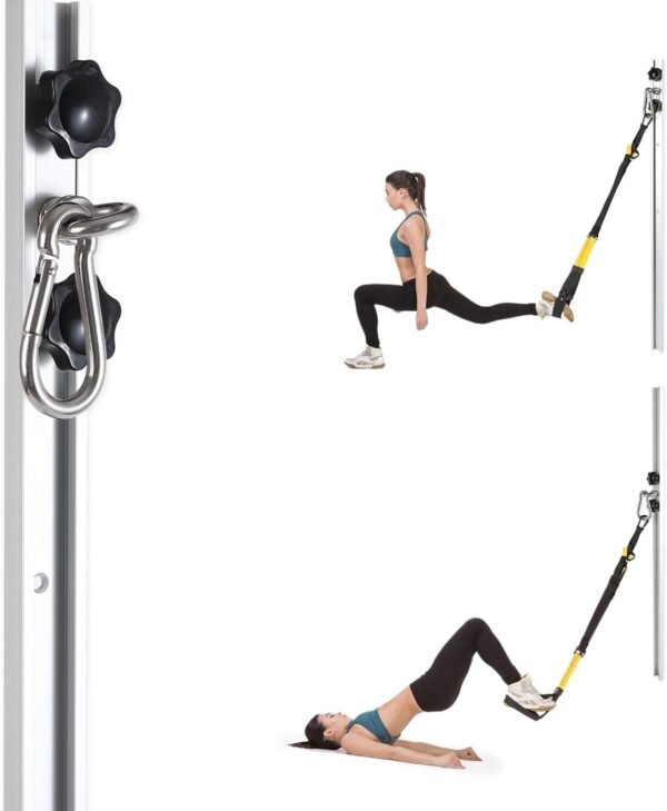 Resistance Band Wall Anchor,Gym Resistance Bands,djustable Workout Wall Anchor System,for Resistance Band Exercises,with 2 Rail and 2 Rail Car,Easy Installation(double set,No Resistance Bands) - Image 2
