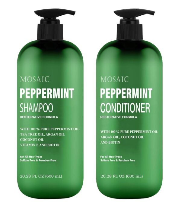 Peppermint Oil Shampoo and Conditioner Set for Hair Growth and Thickening - For Thinning Hair and Hair Loss Treatments for Women & Men, Sulfate Free, 20.2 FL Oz Each - Image 2